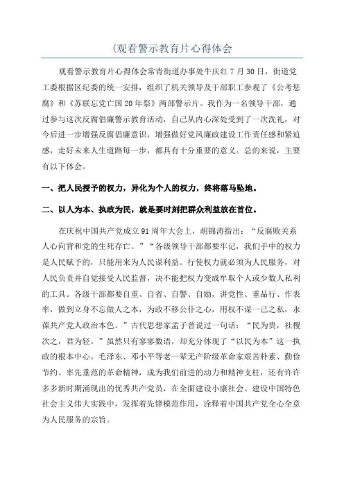 (观看警示教育片心得体会