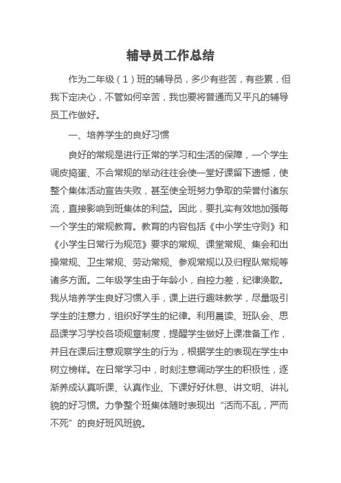 二1辅导员工作总结