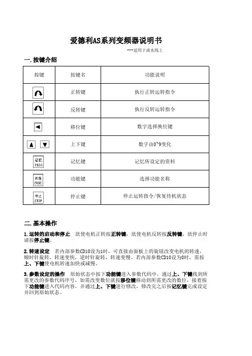 爱德利AS系列变频器说明书