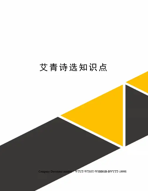 艾青诗选知识点