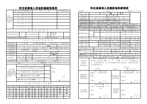 河北省参保人员提前退休核准表