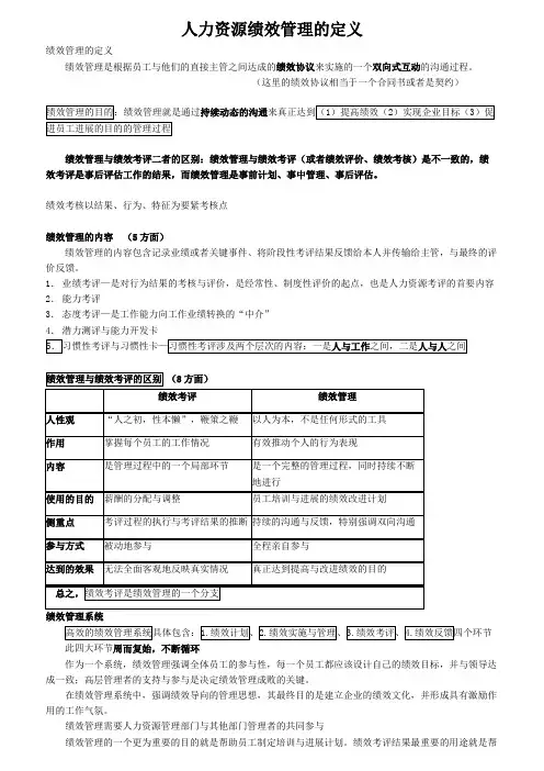 人力资源绩效管理的定义