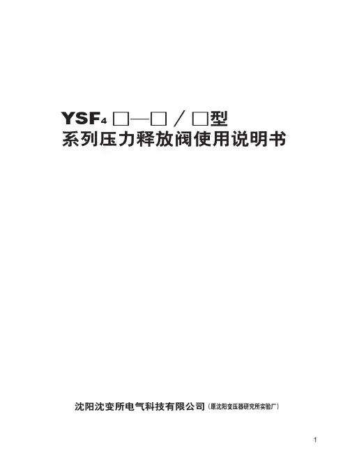 压力释放阀中文说明书2010.09