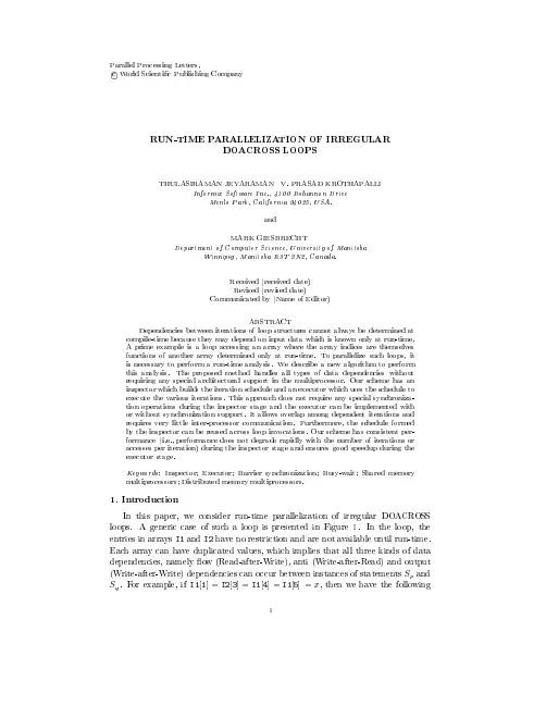 Parallel Processing Letters, f c World Scientific Publishing Company RUN-TIME PARALLELIZATI