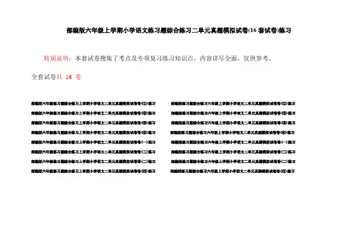 部编版六年级上学期小学语文练习题综合练习二单元真题模拟试卷(16套试卷)练习