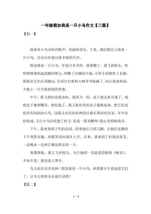 一年级假如我是一只小鸟作文【三篇】 2