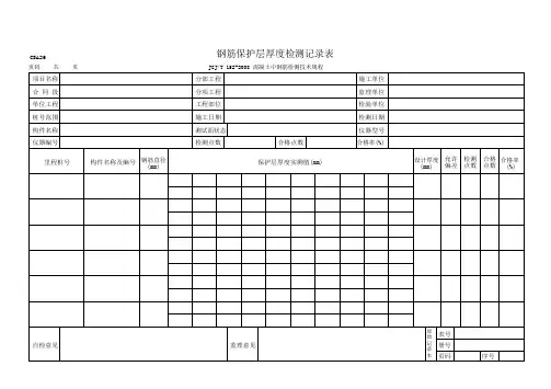 钢筋保护层厚度检测记录表