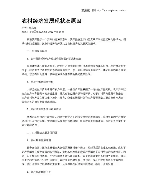 农村经济发展现状及原因