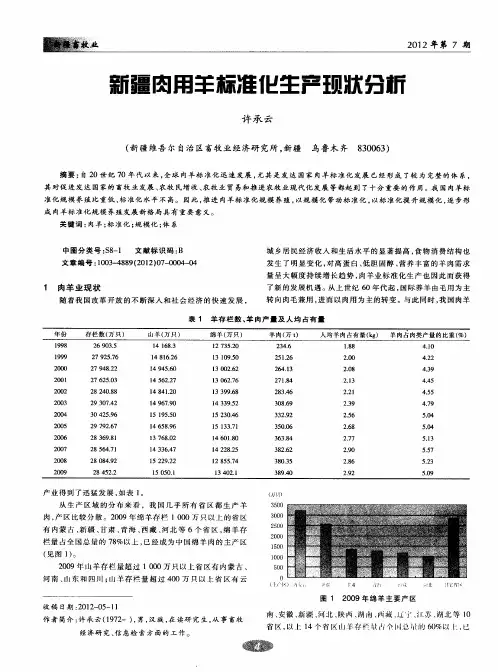 新疆肉用羊标准化生产现状分析