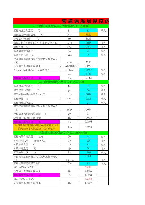 管道保温层厚度的计算方法(三种方法)