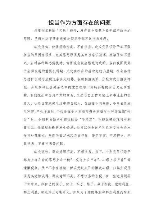 担当作为方面存在的问题