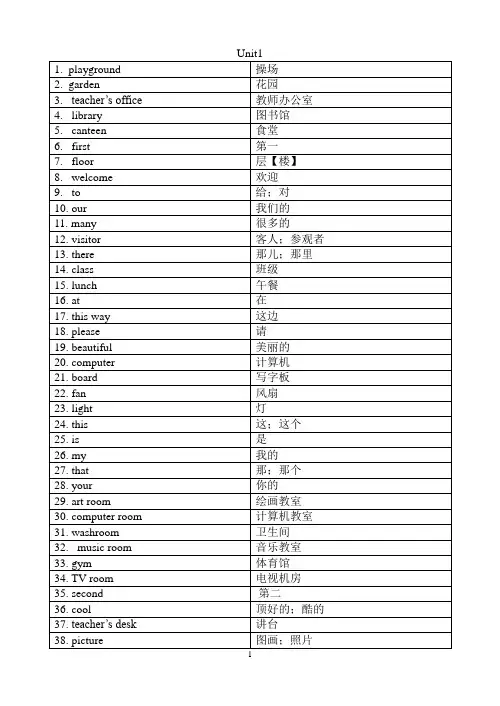 (完整word)人教版pep四年级下册英语单词