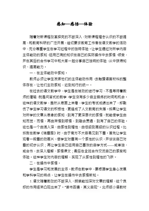 感知—感悟—体验