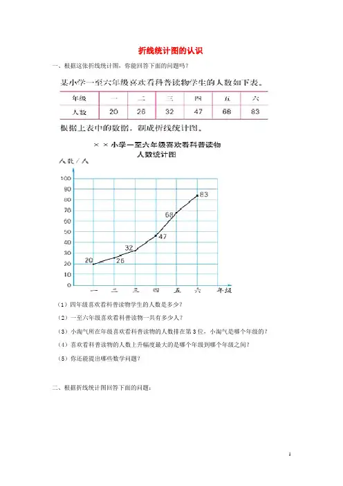 四年级数学下册 折线统计图的认识练习题(无答案) 沪教版