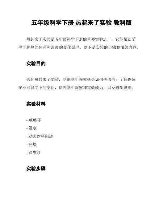 五年级科学下册 热起来了实验 教科版
