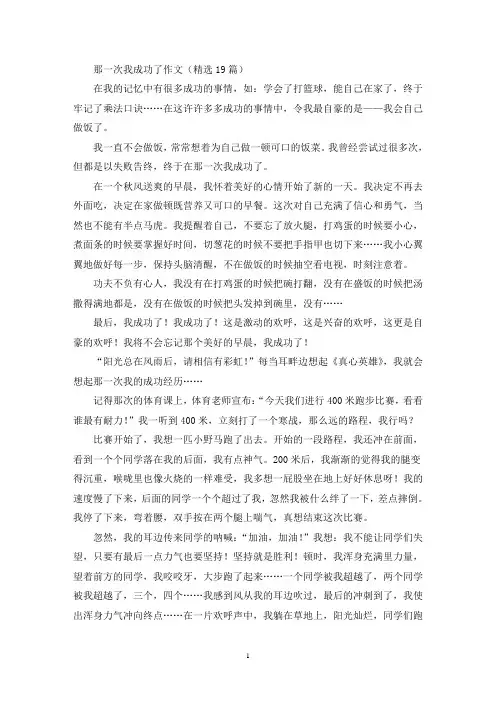 那一次我成功了作文(19篇)(精选)