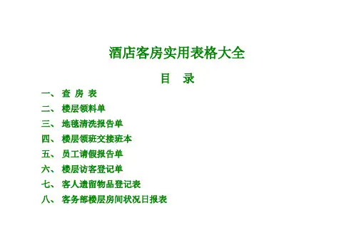 酒店客房实用表格大全