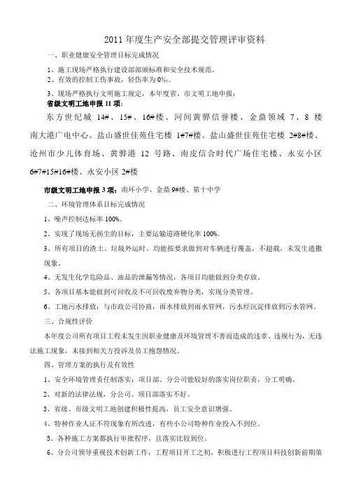 2011管理评审资料