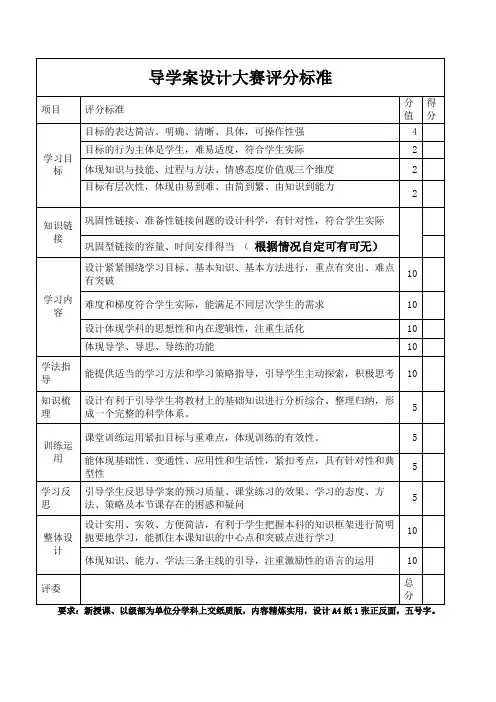 导学案设计大赛标准