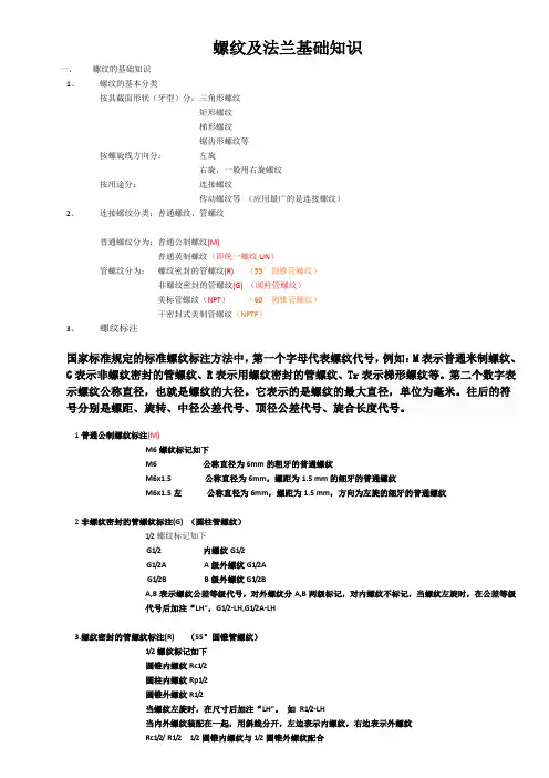 螺纹及法兰基础知识