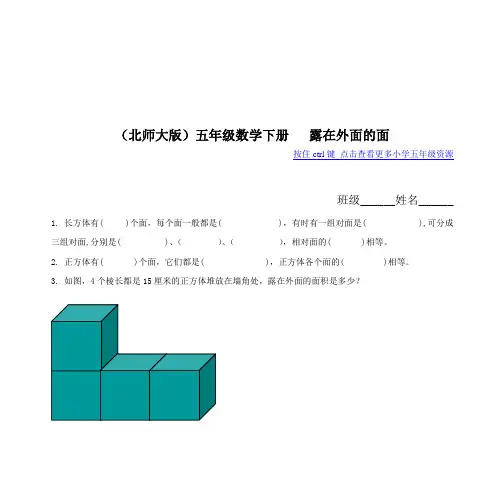 (北师大版)五年级数学下册 露在外面的面