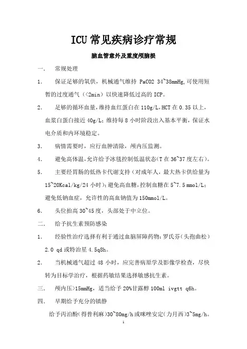 ICU常见疾病诊疗常规