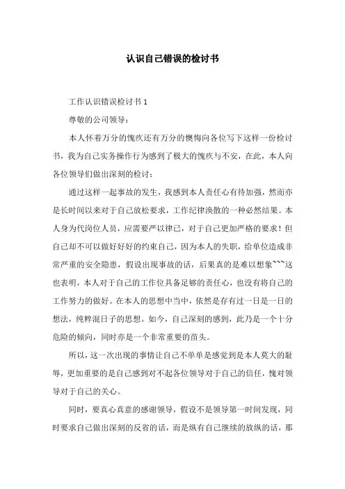 认识自己错误的检讨书