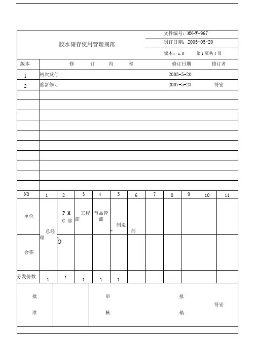 胶水储存和使用管理规定