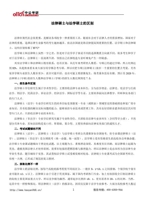 法律硕士与法学硕士的区别