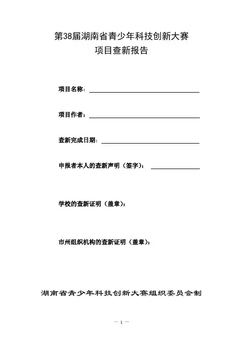 第38届创新大赛查新报告
