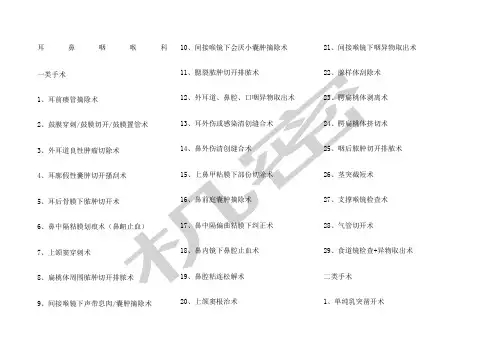 耳鼻喉科手术分级 2