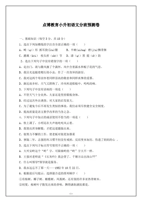 小升初试卷-语文