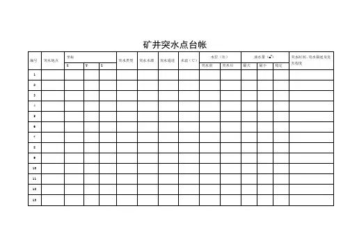 矿井突水点台帐