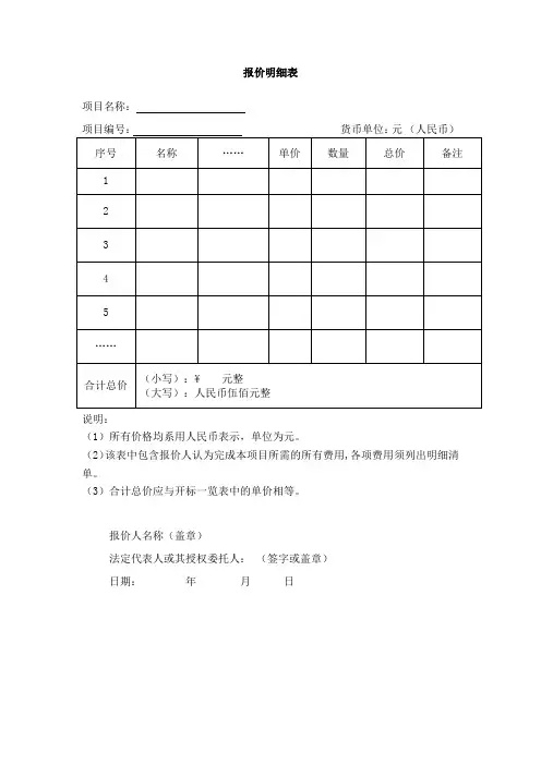 报价明细表