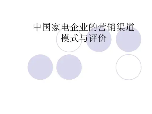 案例剖析:中国家电企业的营销渠道模式与评价