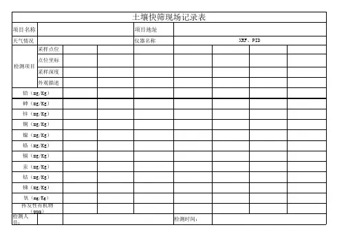土壤快筛现场记录表
