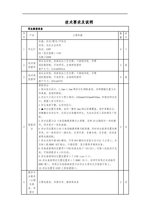 技术要求和说明
