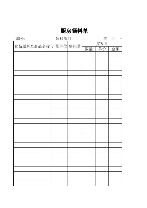 厨房领料单