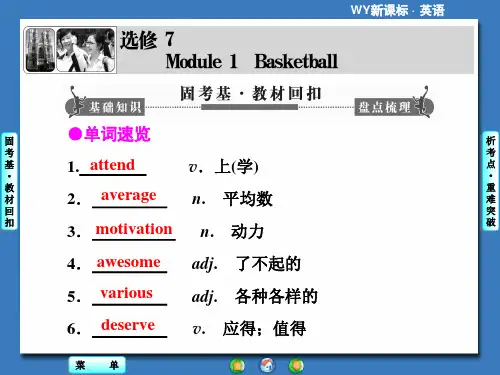 2015课堂新坐标高三一轮复习第1部分-必修7-Module1