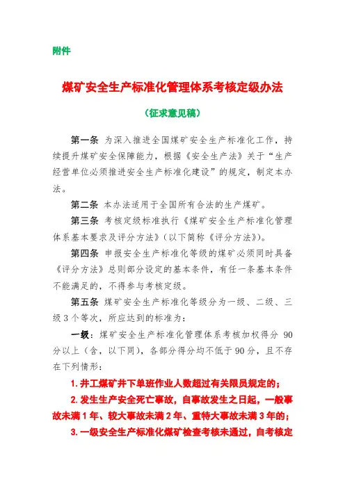 新煤矿标准化管理体系考核定级办法(2020版)