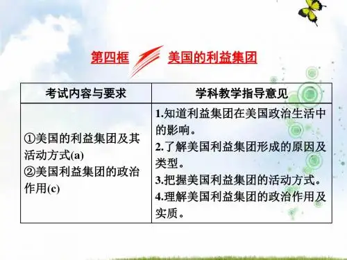 2019-2020学年高中政治人教版选修3课件：专题三 第四框 美国的利益集团(共25张PPT)