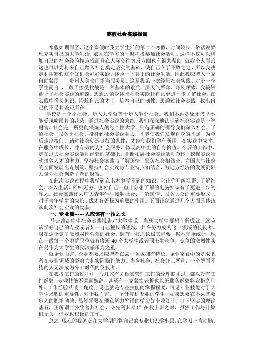 寒假实践论文