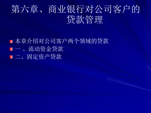 第六章、对公司客户的贷款