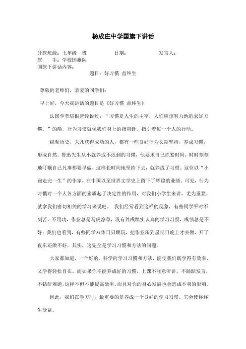 国旗下的演讲稿 2