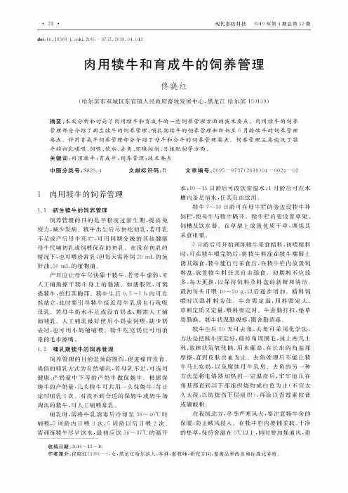 肉用犊牛和育成牛的饲养管理