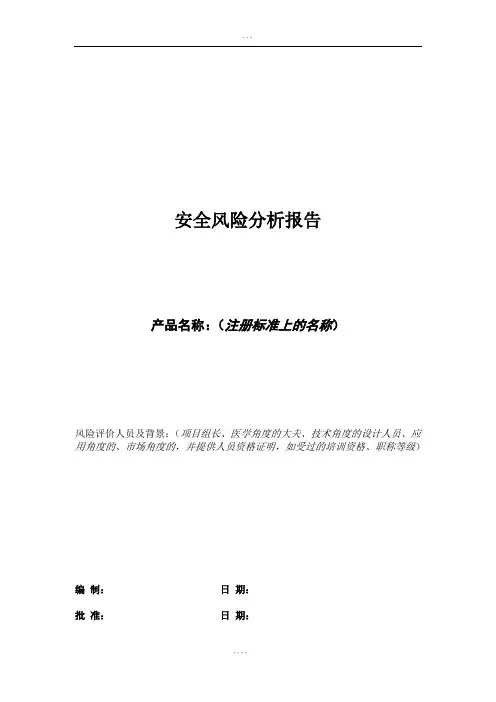 医疗器械 安全风险分析报告模板
