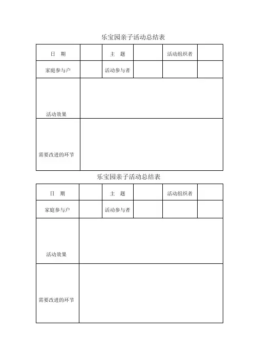 游乐场亲子活动总结表