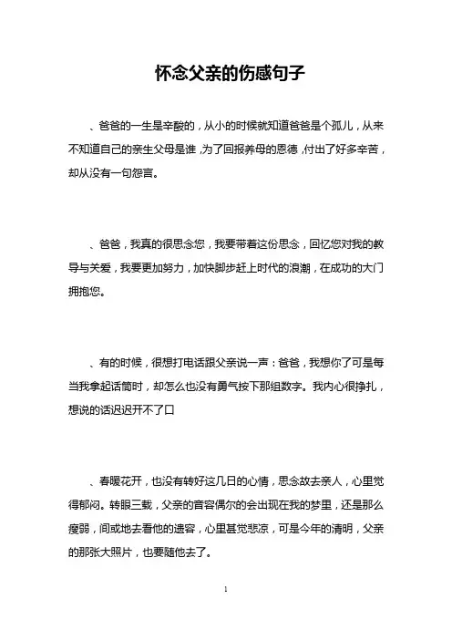 怀念父亲的伤感句子