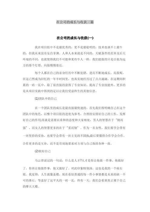我在公司的成长与收获 2