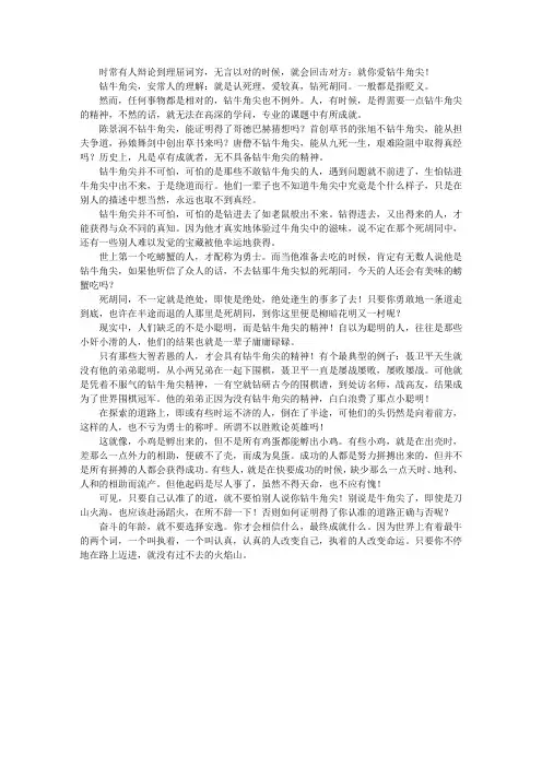 钻牛角尖并非不可